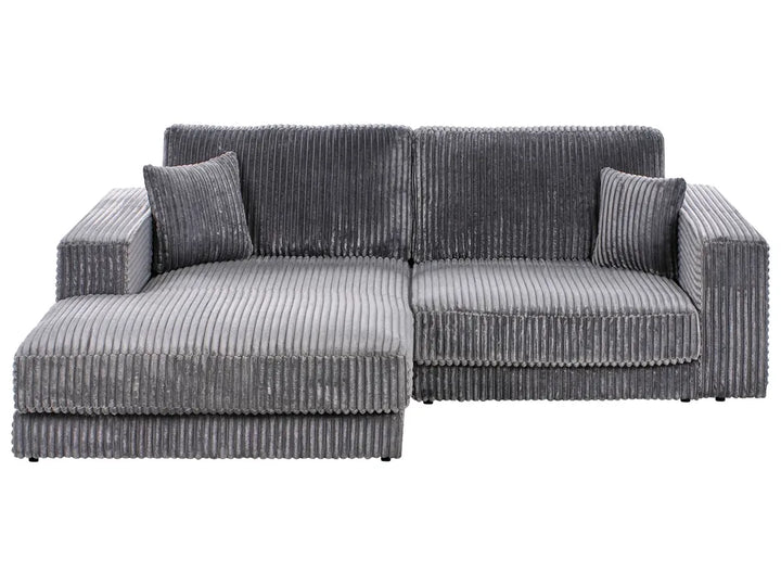 Dark grey jumbo cord corner sofa 3 seater right hand