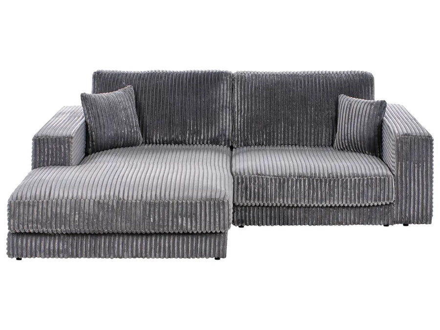 Dark grey jumbo cord corner sofa 3 seater right hand