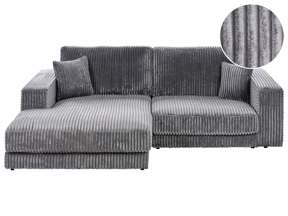 Corner Sofa 3 Seater Corduroy Dark Grey Right Hand Vardie