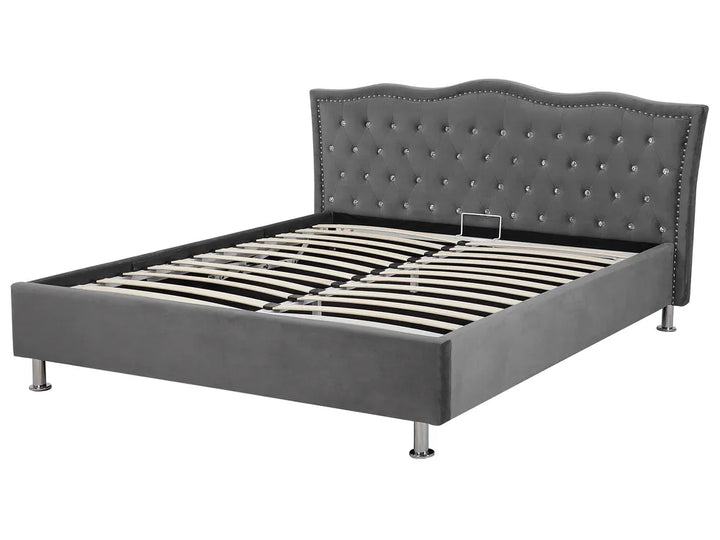 Ottoman Bed Velvet 160 x 200 cm (EU King Size) Dark Grey Minas