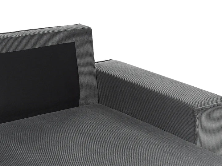 Corner Sofa Bed 3 Seater Corduroy Graphite Grey Right Hand Middale