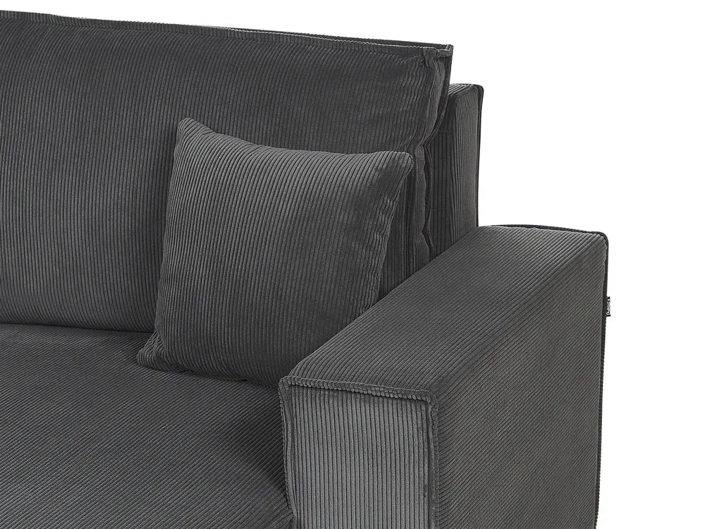 Corner Sofa Bed 3 Seater Corduroy Graphite Grey Right Hand Middale