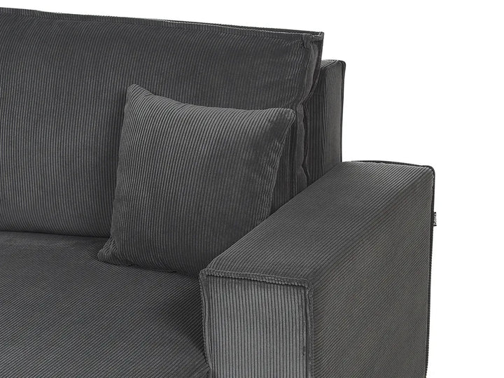 Corner Sofa Bed 3 Seater Corduroy Graphite Grey Right Hand Middale