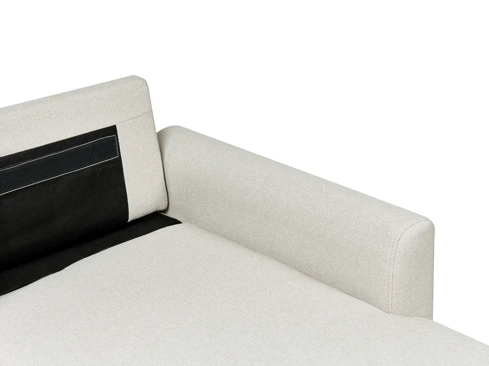 Corner Sofa Bed 3 Seater Faux Linen Light Beige Left Hand Azuri