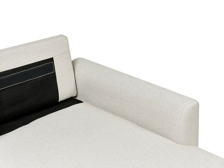 Corner Sofa Bed 3 Seater Faux Linen Light Beige Left Hand Azuri