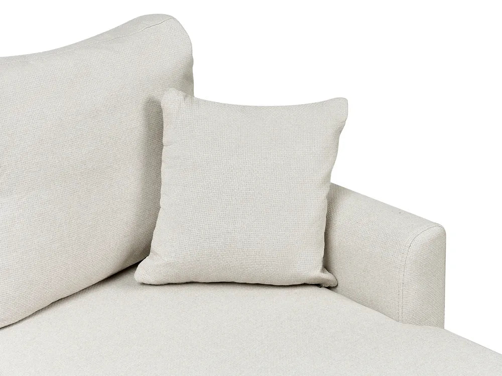 Corner Sofa Bed 3 Seater Faux Linen Light Beige Left Hand Azuri