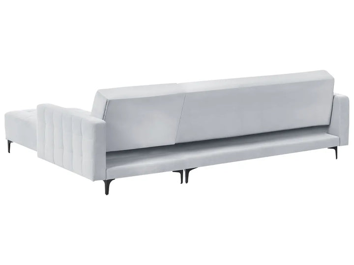 Modular Corner Sofa Bed 4 Seater Velvet Light Grey Left Hand Denby