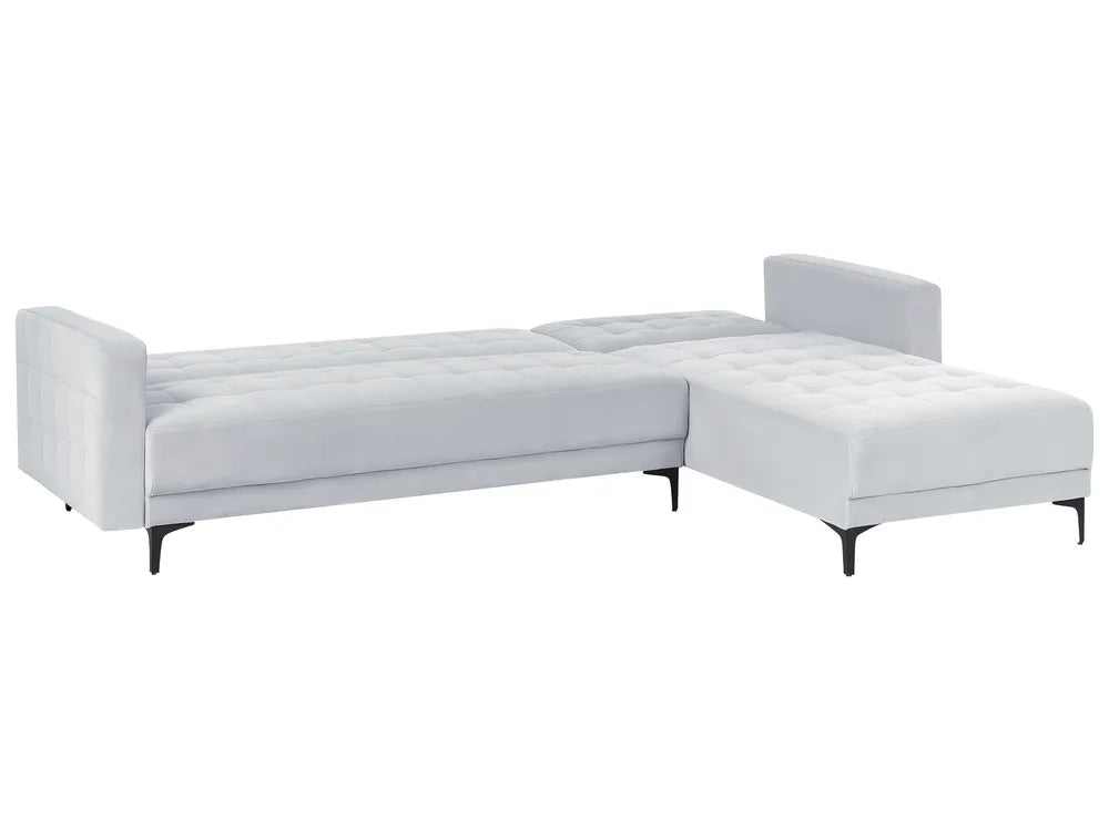 Modular Corner Sofa Bed 4 Seater Velvet Light Grey Left Hand Denby