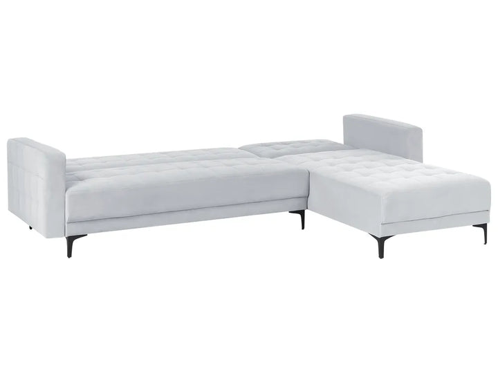 Modular Corner Sofa Bed 4 Seater Velvet Light Grey Left Hand Denby