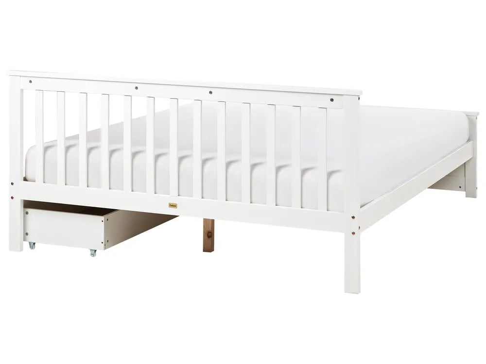 Bed with Storage Drawers Pine Wood 160 x 200 cm (EU King Size) White Belchertown