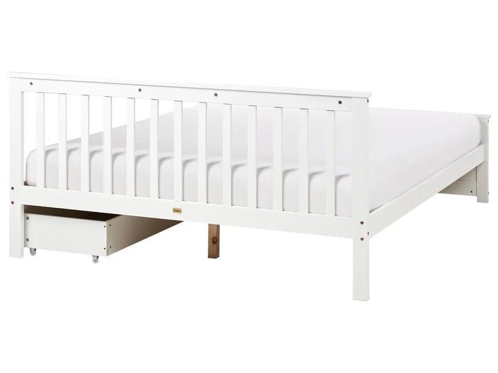 Bed with Storage Drawers Pine Wood 160 x 200 cm (EU King Size) White Belchertown