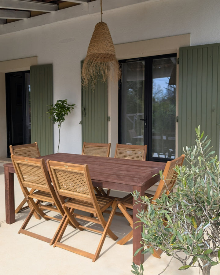 Tuscania Garden Dining Table 180 cm 100 cm Eucalyptus Wood Dark Brown