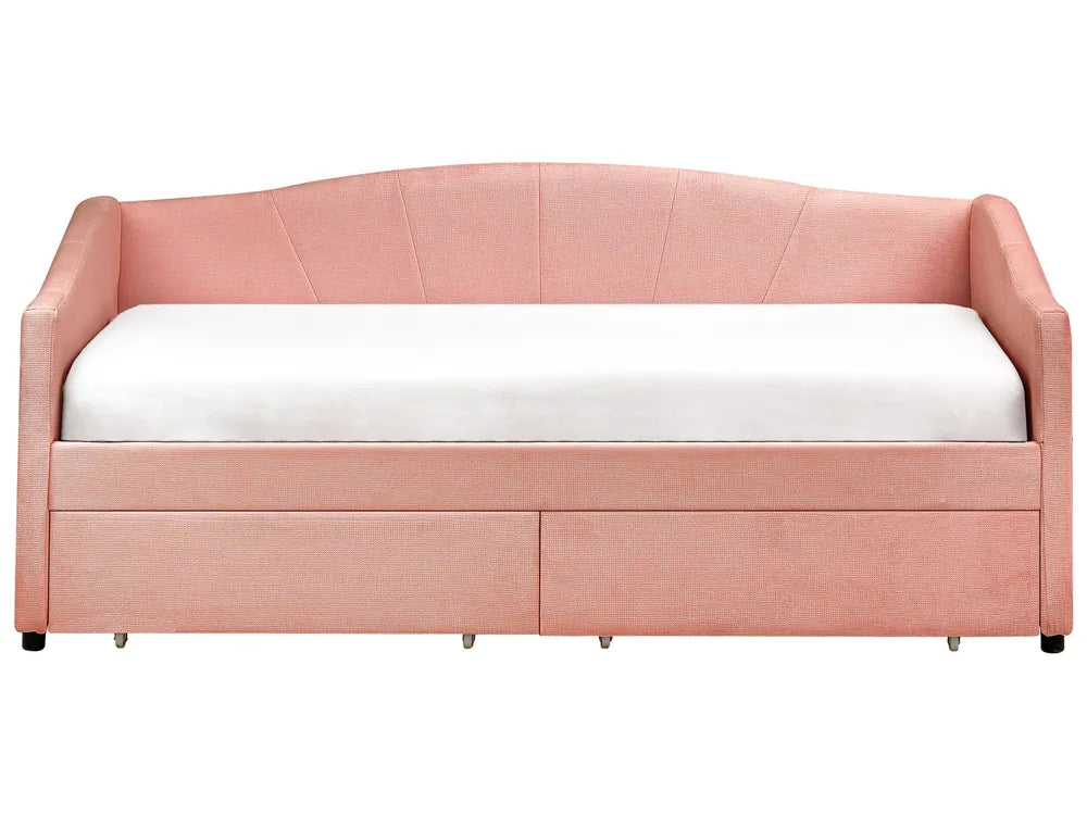 Daybed with Storage Fabric 90 x 200 cm (EU Single) Pink Zayri
