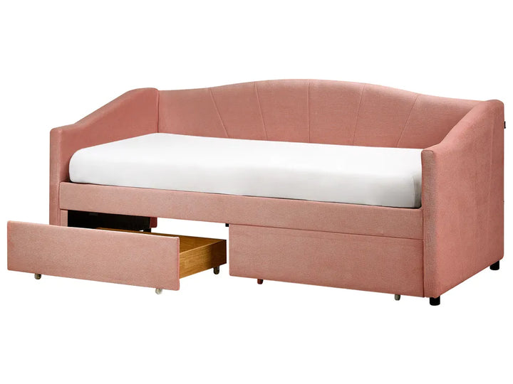 Daybed with Storage Fabric 90 x 200 cm (EU Single) Pink Zayri