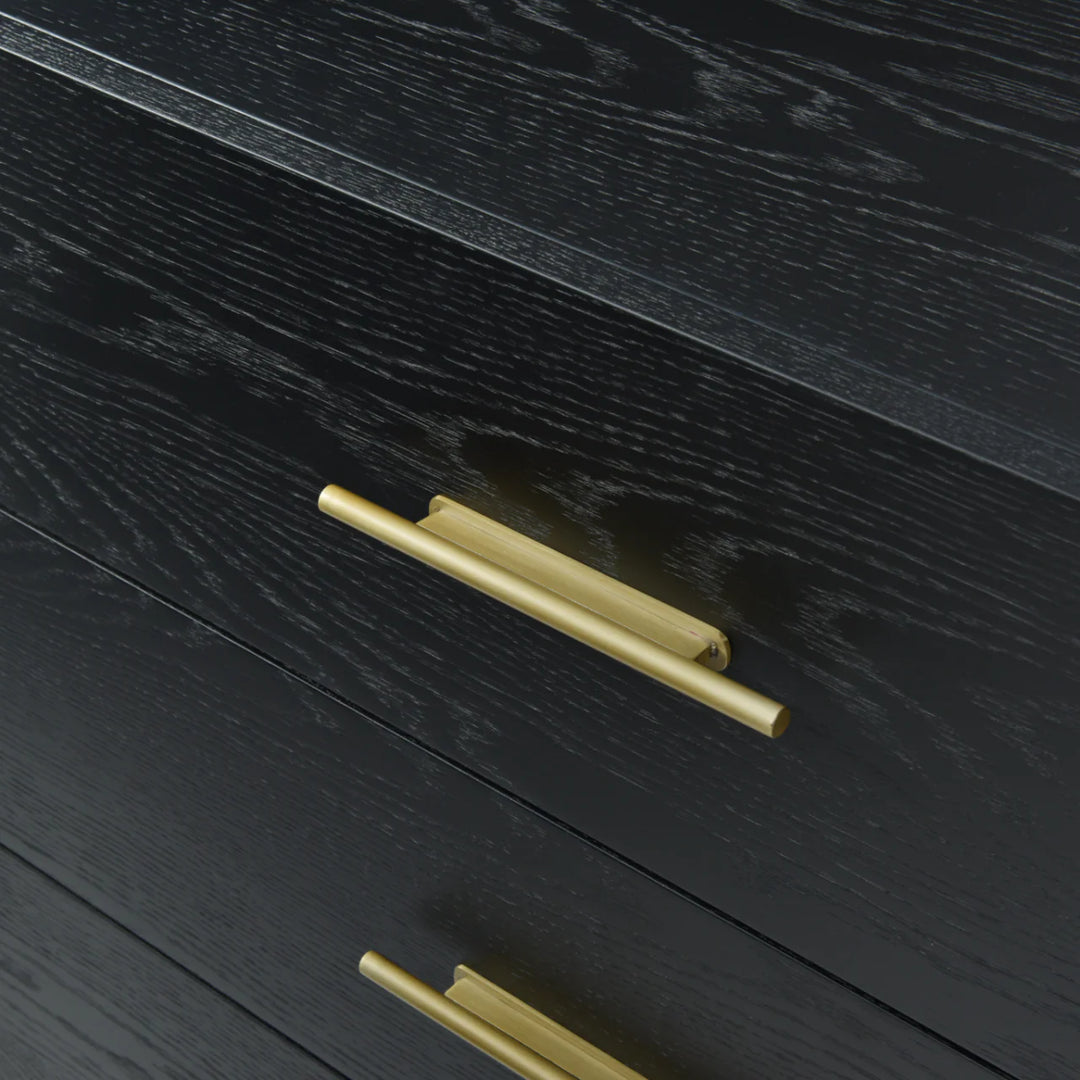 Tulip Black Wood & Gold Chest of Drawers