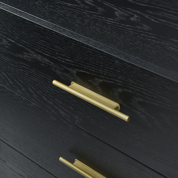 Tulip Black Wood & Gold Chest of Drawers