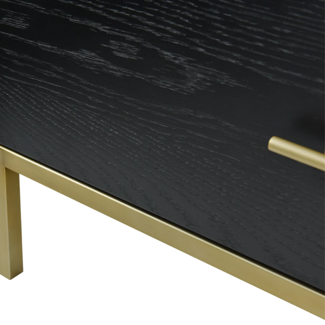 Tulip Black Wood & Gold Chest of Drawers