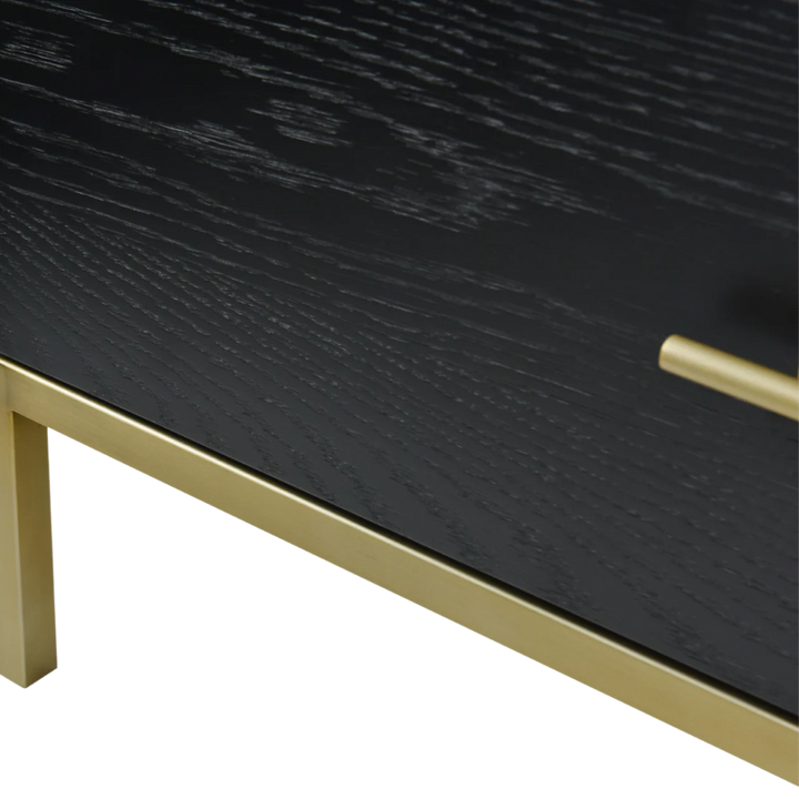 Tulip Black Wood & Gold Chest of Drawers