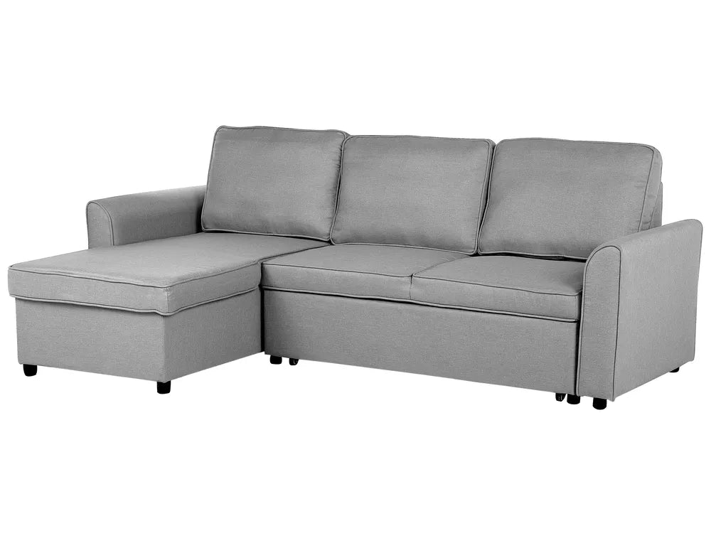 Corner Sofa Bed 3 Seater Fabric Light Grey with Storage Right Hand Mauralia