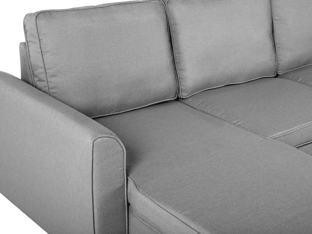 Corner Sofa Bed 3 Seater Fabric Light Grey with Storage Right Hand Mauralia