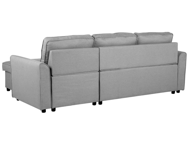 Corner Sofa Bed 3 Seater Fabric Light Grey with Storage Right Hand Mauralia