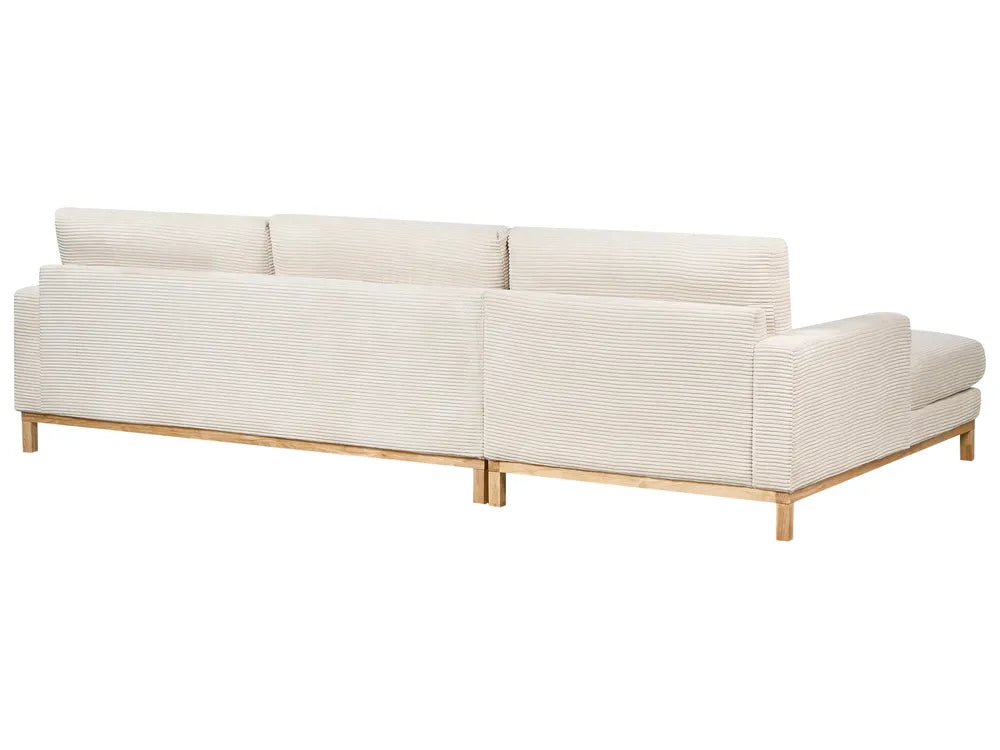 Corner Sofa 4 Seater Corduroy Light Beige Right Hand Herrick
