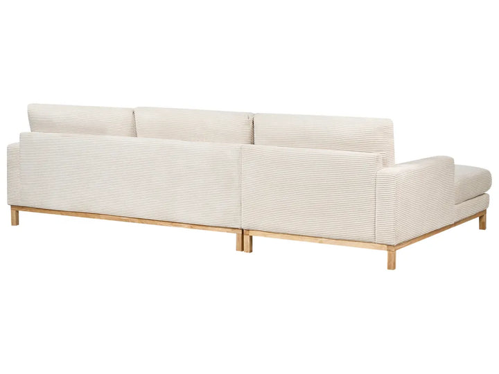 Corner Sofa 4 Seater Corduroy Light Beige Right Hand Herrick