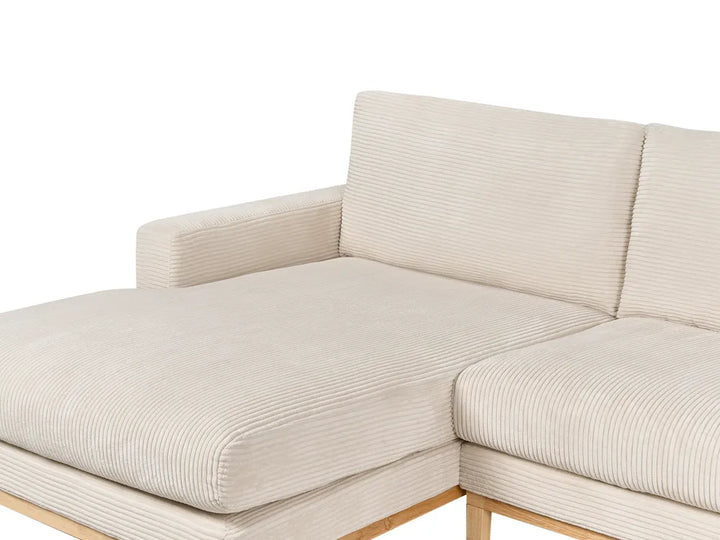 Corner Sofa 4 Seater Corduroy Light Beige Right Hand Herrick