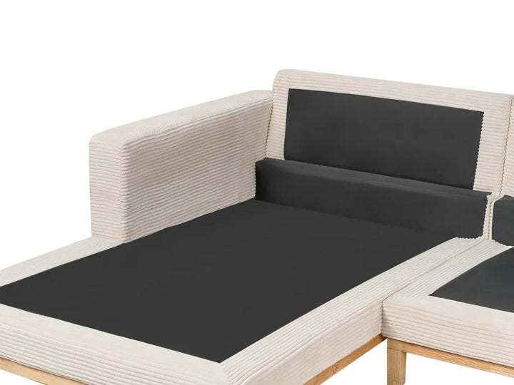 Corner Sofa 4 Seater Corduroy Light Beige Right Hand Herrick