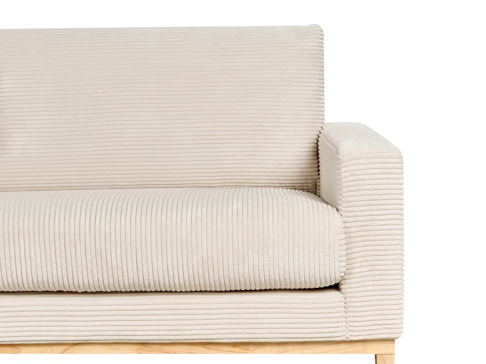 Corner Sofa 4 Seater Corduroy Light Beige Right Hand Herrick