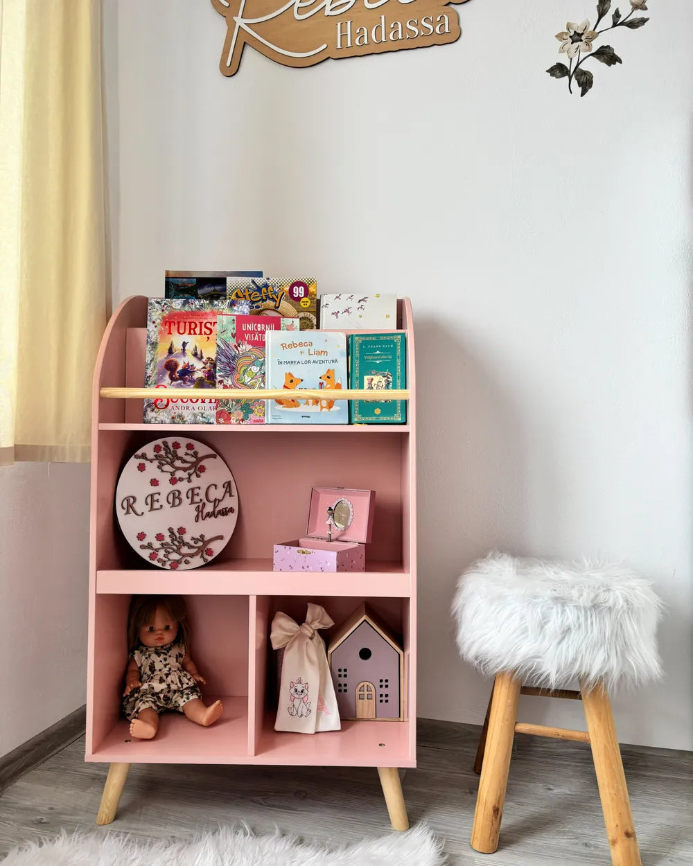 3 Tier Bookcase 102 cm Pastel Pink Alleisha