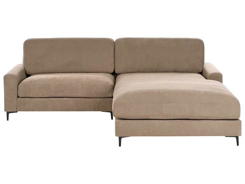 Corner Sofa 3 Seater Fabric Brown Left Hand Emilio