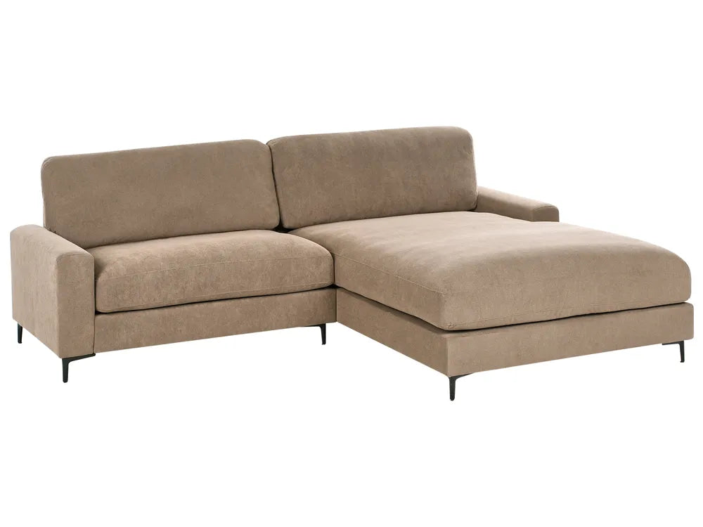 Corner Sofa 3 Seater Fabric Brown Left Hand Emilio