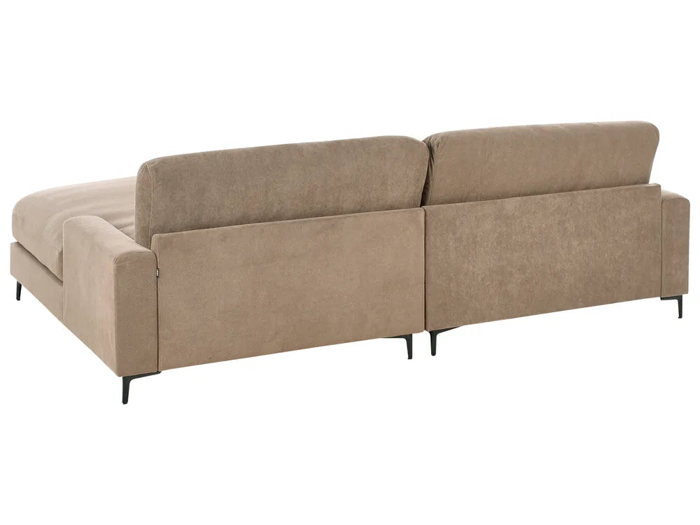 Corner Sofa 3 Seater Fabric Brown Left Hand Emilio