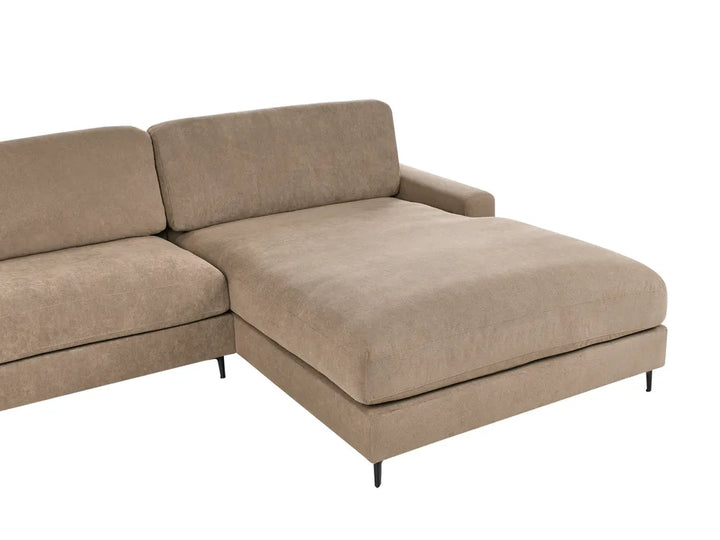 Corner Sofa 3 Seater Fabric Brown Left Hand Emilio