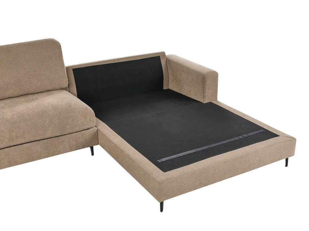 Corner Sofa 3 Seater Fabric Brown Left Hand Emilio