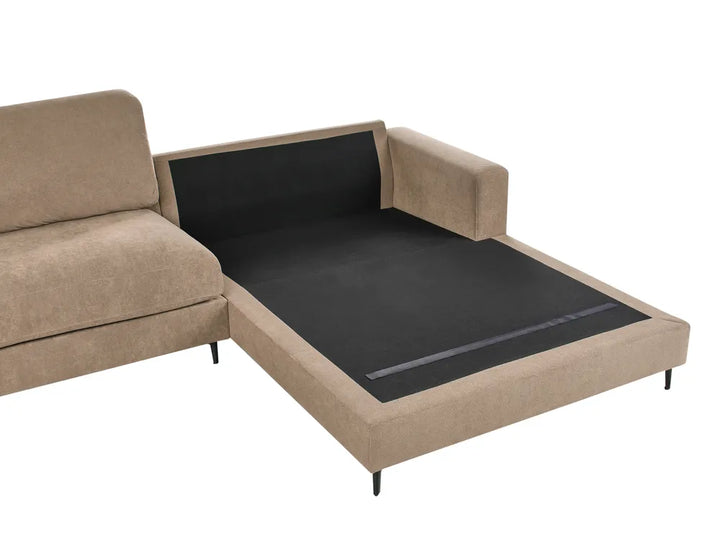 Corner Sofa 3 Seater Fabric Brown Left Hand Emilio