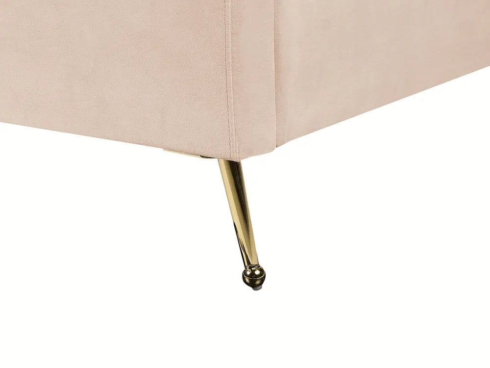Bed Velvet 160 x 200 cm (EU King Size) Beige Henley