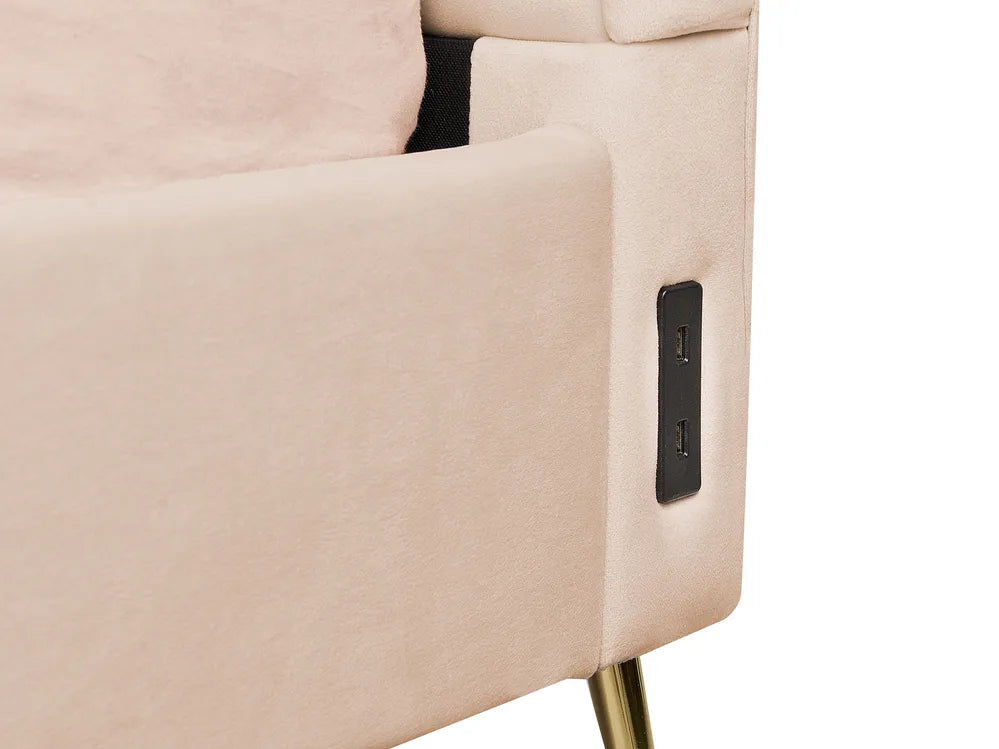 Bed Velvet 160 x 200 cm (EU King Size) Beige Henley