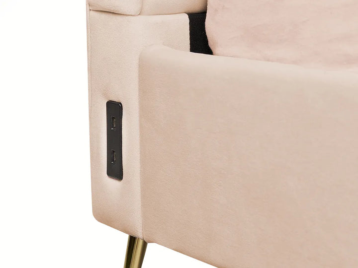 Bed Velvet 160 x 200 cm (EU King Size) Beige Henley
