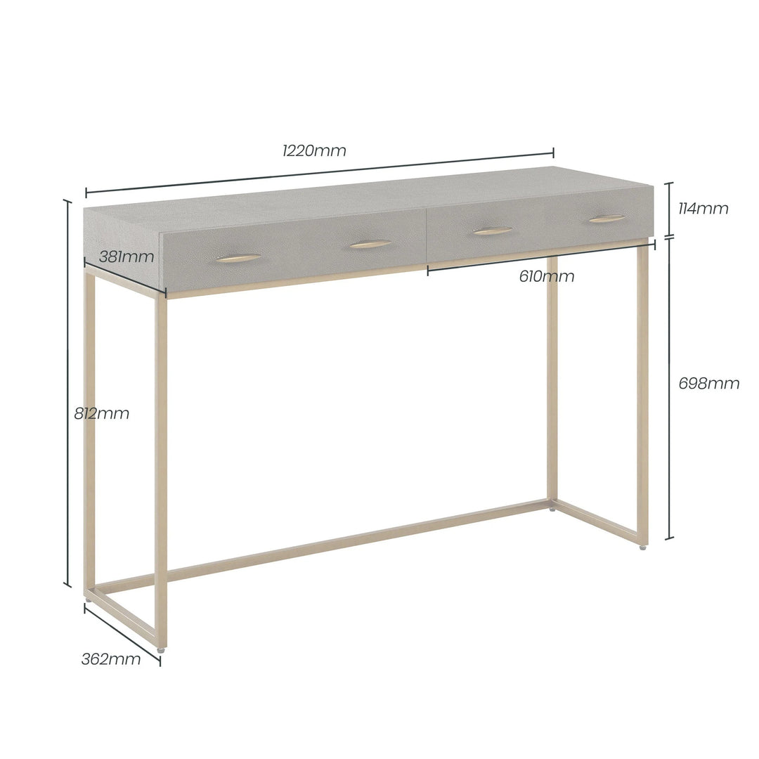 D.I. Designs Hampton Grey Shagreen & Gold Console Table