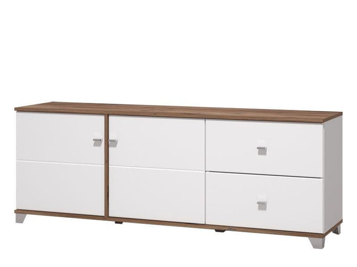 Sheryll White Gloss And Warm Oak TV Unit Cabinet