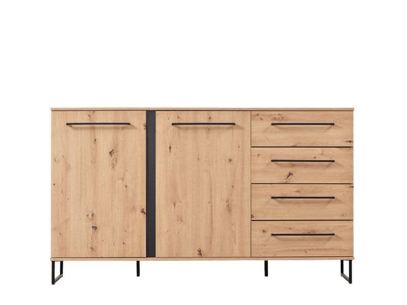 Wooden sideboard with black accents