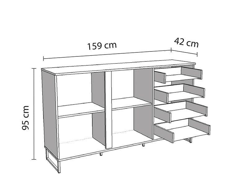 Basilio Oak Effect 2 Door 4 Drawer Sideboard