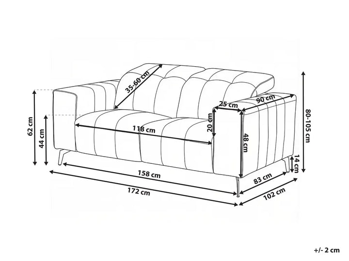 Sofa 2 Seater Faux Leather Taupe Makirah