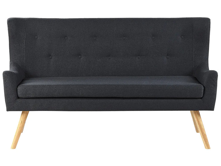 black fabric 2 seater kitchen sofa with tufted wingback design