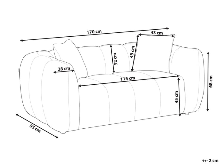 Sofa 2 Seater Fabric Off-White Kenndy