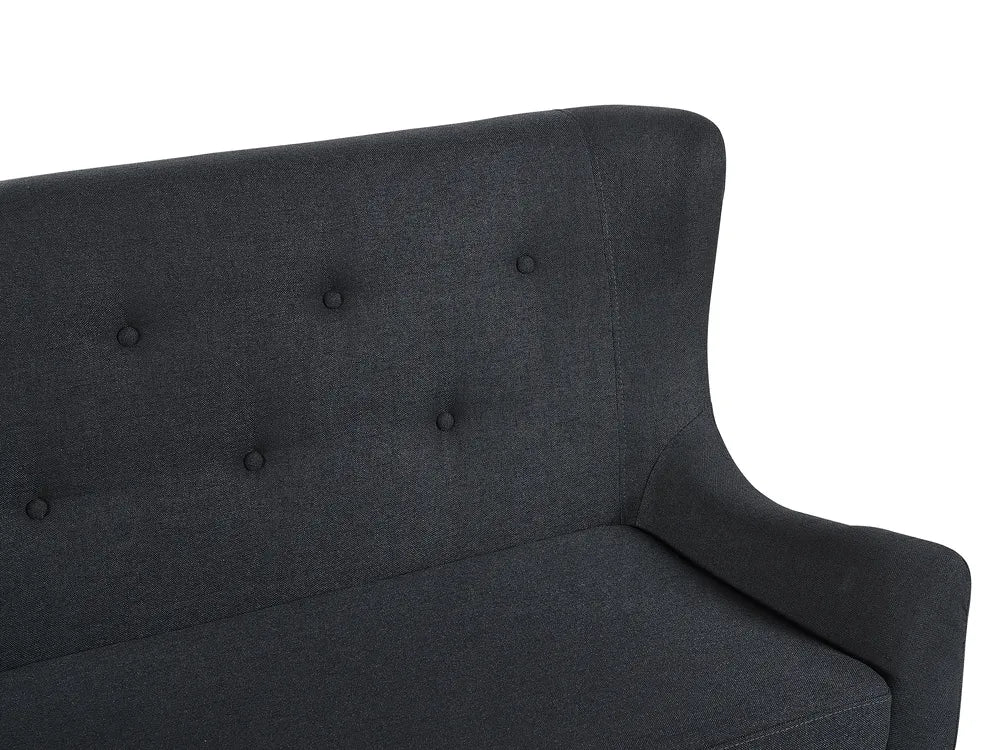 Upholstered Bench 2 Seater Fabric Black Denning