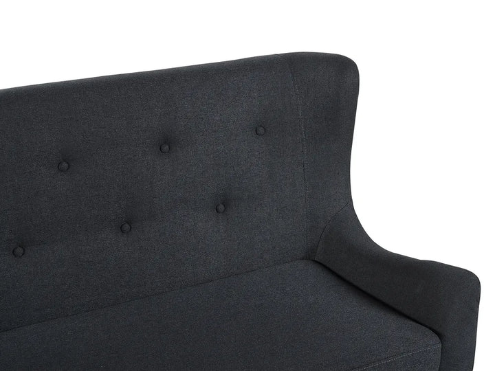 Upholstered Bench 2 Seater Fabric Black Denning