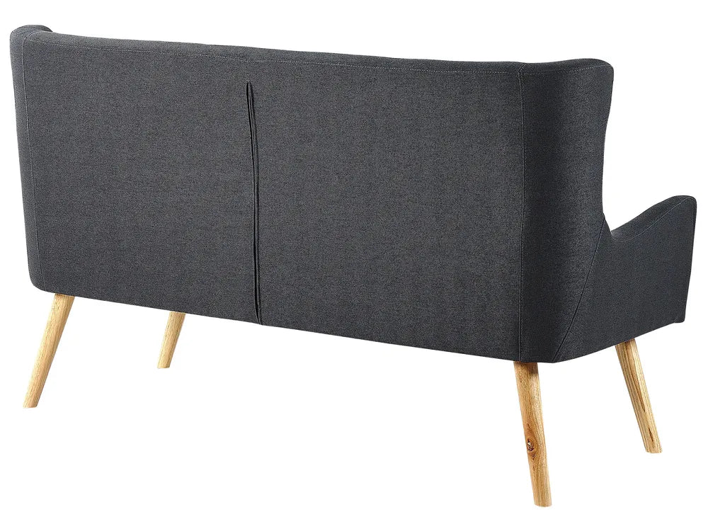 Upholstered Bench 2 Seater Fabric Black Denning